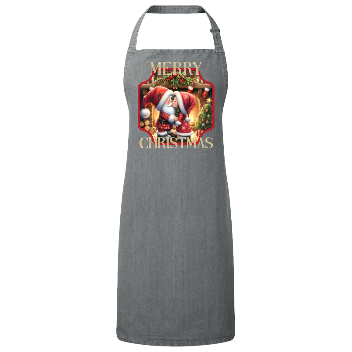 Merry Christmas gnome Sustainable Unisex Bib Apron