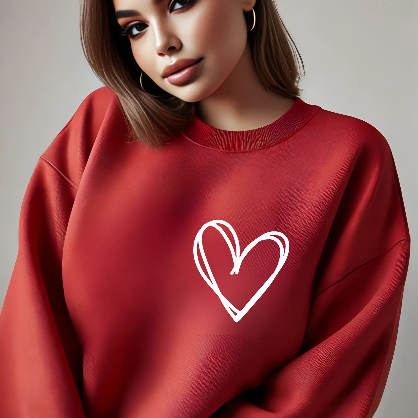 Heart Crewneck Pullover Sweatshirt